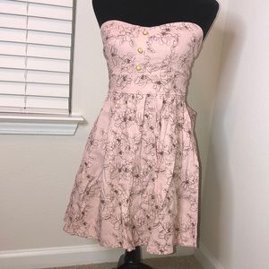 Pink & Brown Strapless Dress